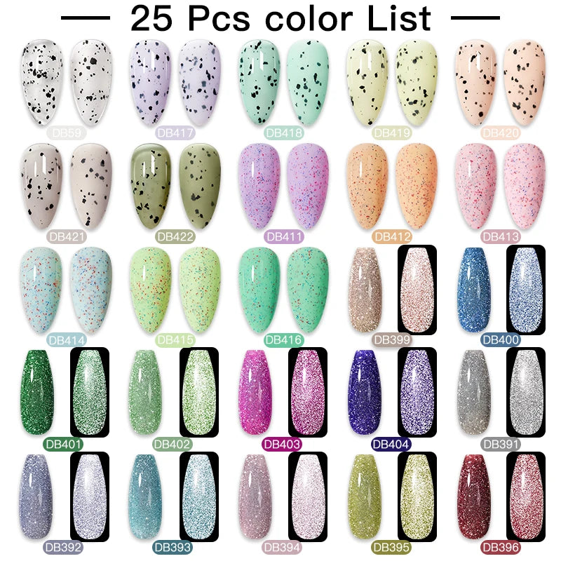 Mtssii 20/40/60Pcs Nail Gel Polish Set Kit Nude Pink Glitter Nail Art UV Gel Manicure Set Vernis Semi Permanent Base Top Coat