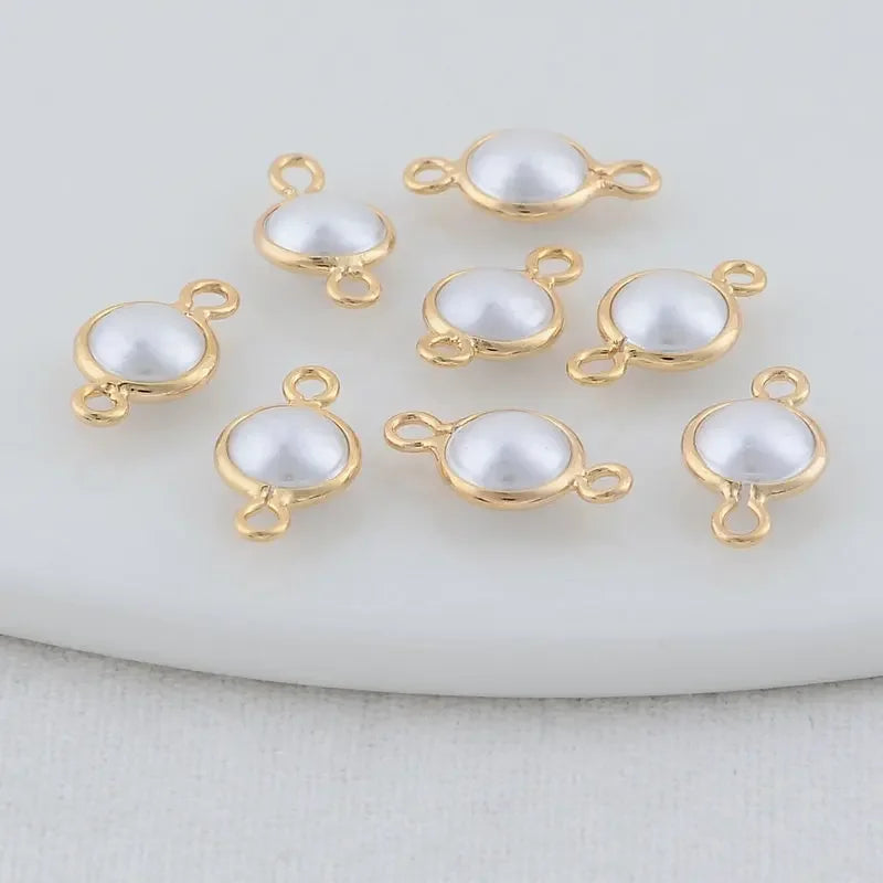 5mm 6mm 8mm 14k Gold Color Plated Brass Pearl Connector High Quality Diy Jewelry Accessories