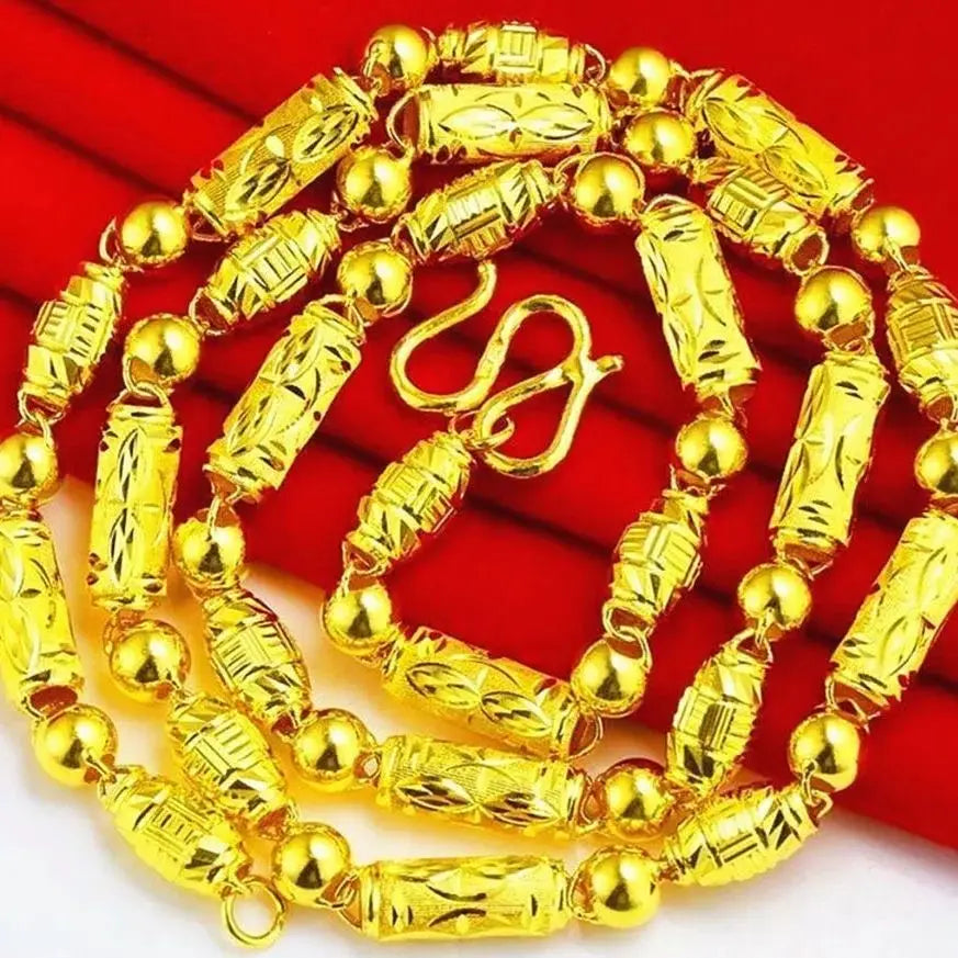 Plated Color 18K Gold Real Gold Necklace Gold Necklace Domineering Fashion Trendy 24K 999 Men's Gold Necklace Pendant Gifts