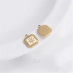 Titanium Steel Vacuum Plated 14K Real Gold Stars Moon Sun Circular Plate Charms Pendant DIY Jewelry Pendant