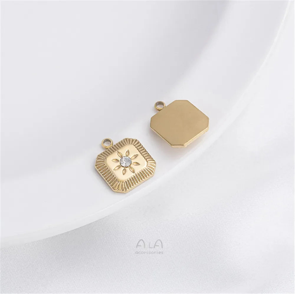 Titanium Steel Vacuum Plated 14K Real Gold Stars Moon Sun Circular Plate Charms Pendant DIY Jewelry Pendant
