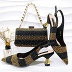 New Italian Design Stylish And Elegant Sky Blue Rhinestone Embellished Satin Pointy Toe Pumps And Clutch Bag