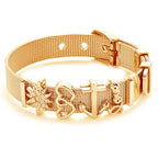 Fashion Stainless Steel For Woman Men Bracelet Mesh Bracelet Set Crystal Heart Anchor Charm Fine Bracelet Bangle Female Lover