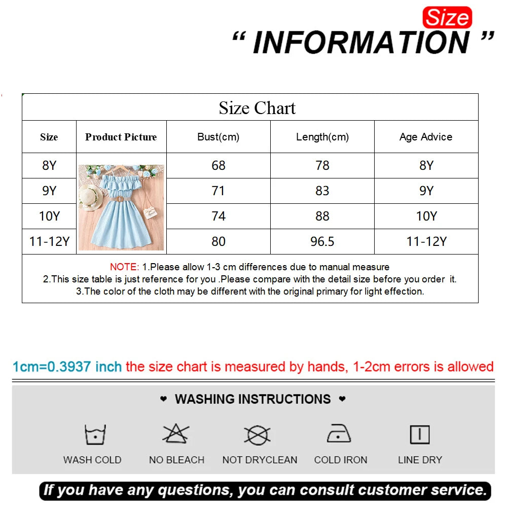 Prowow Girls Party Dresses With Belt 2pcs Trendy Ruffles Off Shoulder Dress For Girls Kids Clothes Teenagers Dresses Girls
