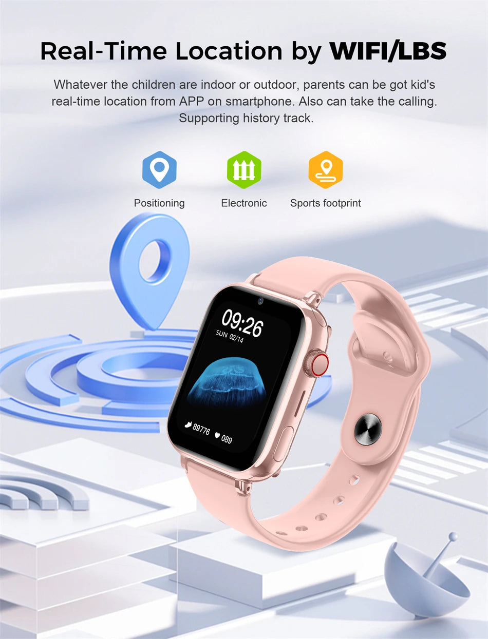 4G SIM Card Smart Watch Kid Smartwatch SOS GPS Location Video Phone Call Watch Children Boy Student Girl Waterproof Smart Watch