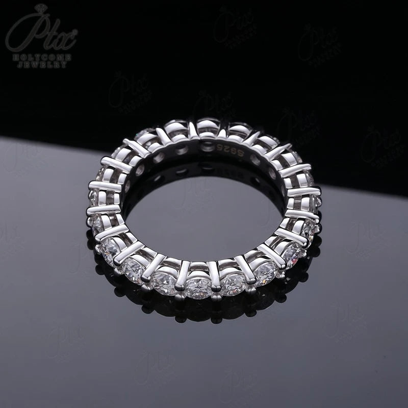 14K 18K Gold Plated Ring S925 Silver Pave Ring White Moissanite Ring Round Brilliant Cut Party Wedding Engagement Jewelry Gift