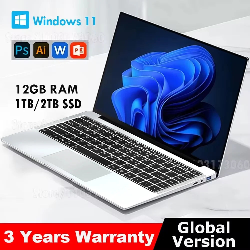 NEW Arrival Intel Core i7-8650U Slim Laptop 14.1 Inch Windows 11 Pro 12GB RAM 512GB 1TB SSD Office Study Computer PC Notebook