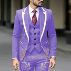 Royal Blue Wedding Tuxedos Men Suit Peak Lapel Terno Masculino Slim Fit Groom Prom Man Blazer Custom 3 Pieces Jacket Pant Vest