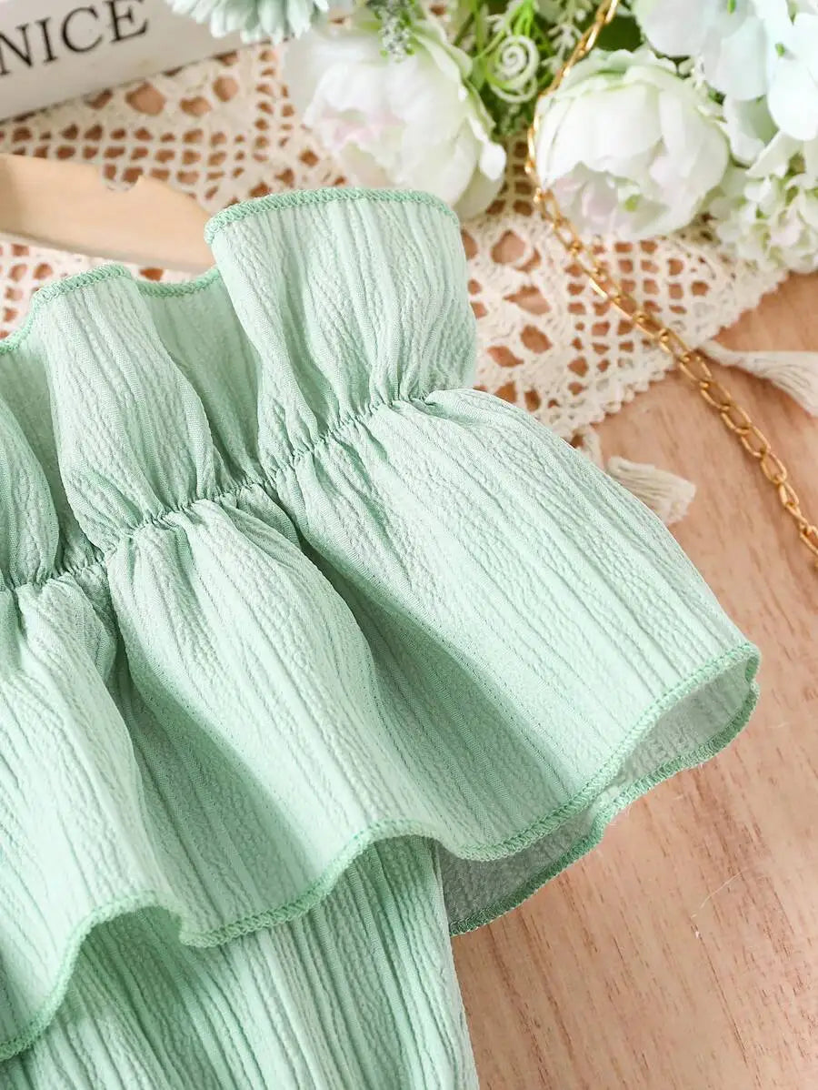 Prowow Girls Party Dresses With Belt 2pcs Trendy Ruffles Off Shoulder Dress For Girls Kids Clothes Teenagers Dresses Girls