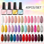 Mtssii 20/40/60Pcs Nail Gel Polish Set Kit Nude Pink Glitter Nail Art UV Gel Manicure Set Vernis Semi Permanent Base Top Coat