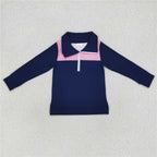 Wholesale Children Long Sleeves Mardi Gras Infant Kids Zipper Tee T-shirts Baby Boy Shirt Toddler Lapel Cotton Pullover Top