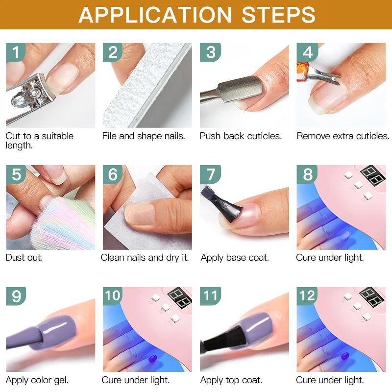 Mtssii 20/40/60Pcs Nail Gel Polish Set Kit Nude Pink Glitter Nail Art UV Gel Manicure Set Vernis Semi Permanent Base Top Coat