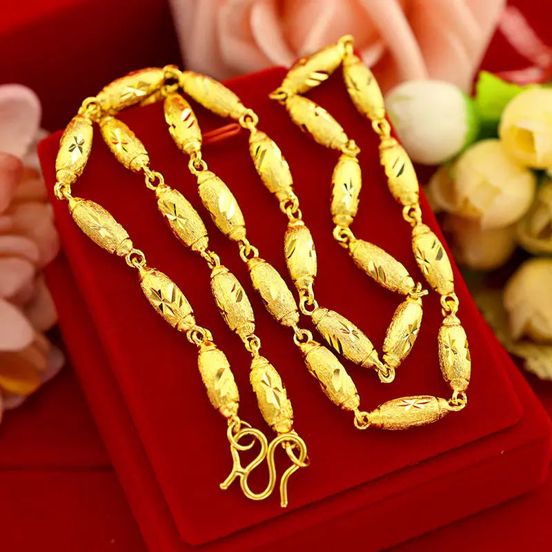 Plated Color 18K Gold Real Gold Necklace Gold Necklace Domineering Fashion Trendy 24K 999 Men's Gold Necklace Pendant Gifts