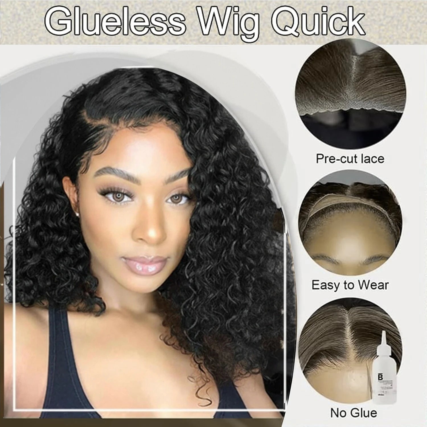 13x4 Curly Bob Wig Human Hair 100% Glueless Wear and Go HD Lace Human Hair Frontal Preplucked Ready to Wear Water Wave Bob Wigs