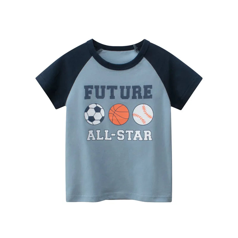 2-8T Toddler Kid Baby Boys Clothes Summer Cotton Top Infant Short Sleeve T Shirt Fashion Cute Tee Boys Tshrit Outfits