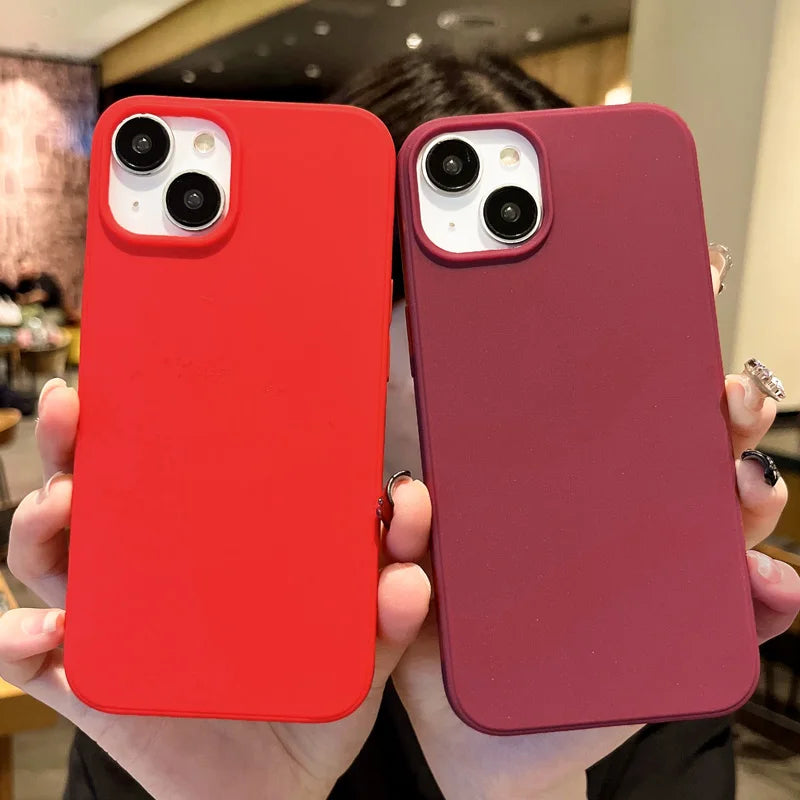 Fashion Candy Colors Soft Phone Case for IPhone 16 12 14 13 15 Pro Max 14Plus Camera Bumper Shock Protection Matte Cover Coque