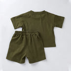 Toddler Boy Girl Casual Outfits Cotton Short Sleeves+Shorts 2pcs Clothes Sets Solid O-neck Baby Boy Clothes 1-6Y Children Suits