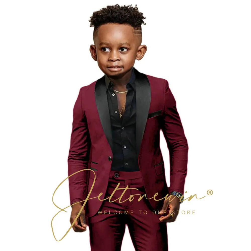 White Boys Suits 2 Pieces Wedding Formal Party Tuxedo Child Shawl Lapel Kids Dress Jacket Pants Slim Fit Blazer Sets