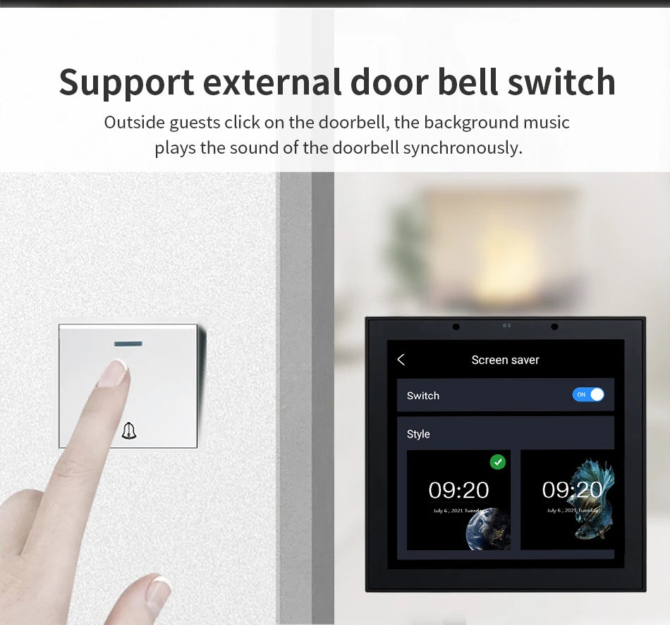 Smart Home Touch Screen 4inch WIFI Android11 bluetooths audio in Wall Amplifier Control Background Music Ceiling Speakers system