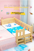 Solid Wood Children's Bed, Boy's Single Bed, with Guardrail, Girl's Princess Bed, Widened and Connected, Customizable
