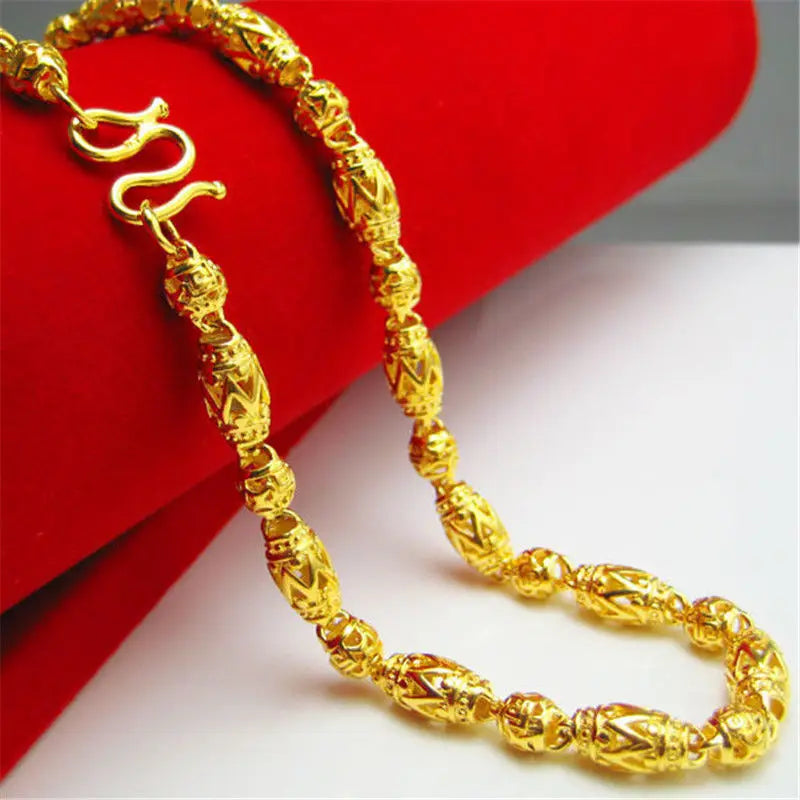 Plated Color 18K Gold Real Gold Necklace Gold Necklace Domineering Fashion Trendy 24K 999 Men's Gold Necklace Pendant Gifts