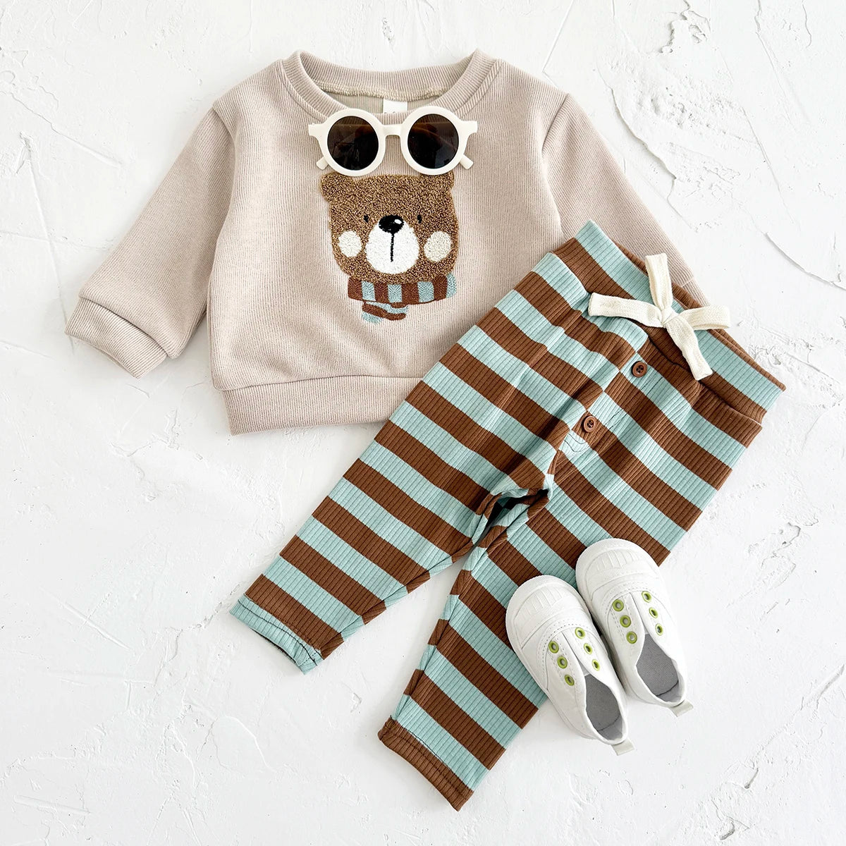 Baby Boy Clothes Winter Autumn Infant Suit Sets Girl Long-Sleeved Cute Bear Top Pants Kids Children 0-3 Years Toddler Outfits
