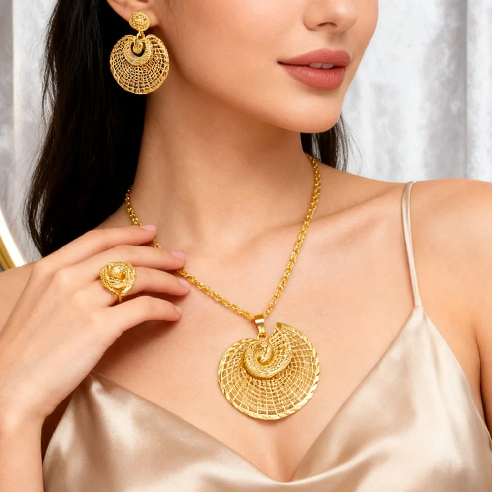 Gold Plated  jewelry set for necklaces earrings and rings Women Men Fashion 18k Gold Color Jewelry Making for Party Daily