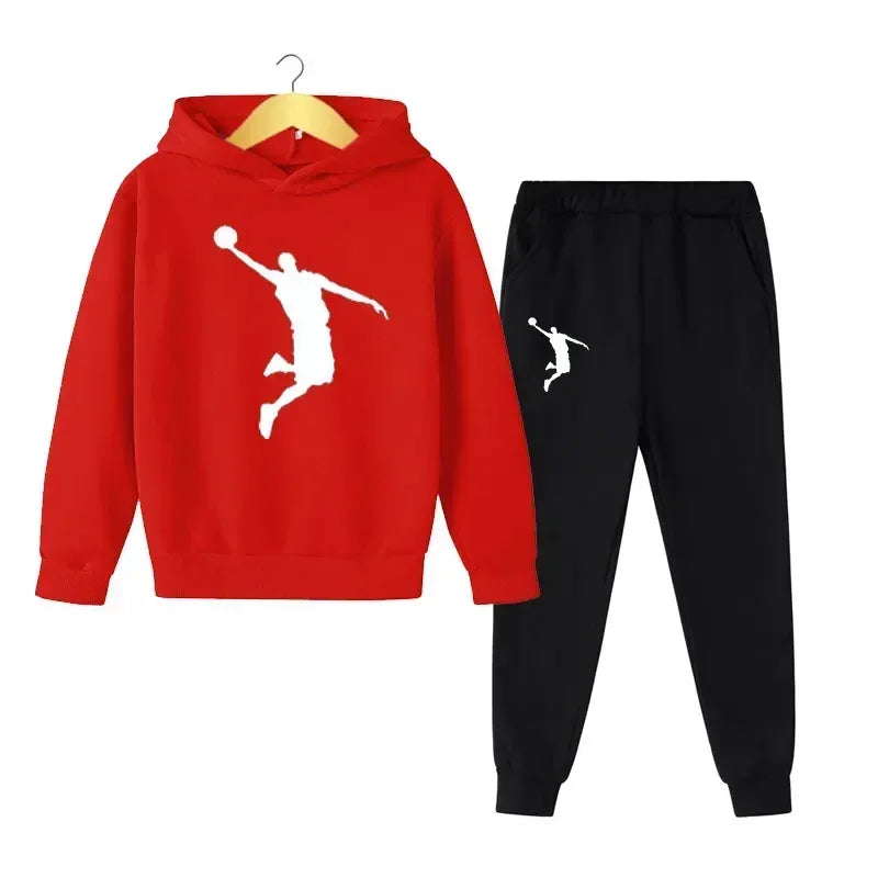 Autumn and Winter Children's Fashion Sports Hoodie+Pants Set for Boys and Girls Aged 4-14, Casual and Comfortable 2-piece Set