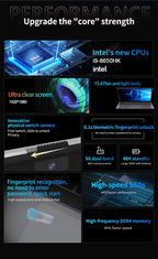 Windows 11 15.6" Ultra Slim Portable Laptop intel Core  i9-9900U 16GB RAM 1TB 2TB SSD Fingerprint Office Gaming Laptop PC