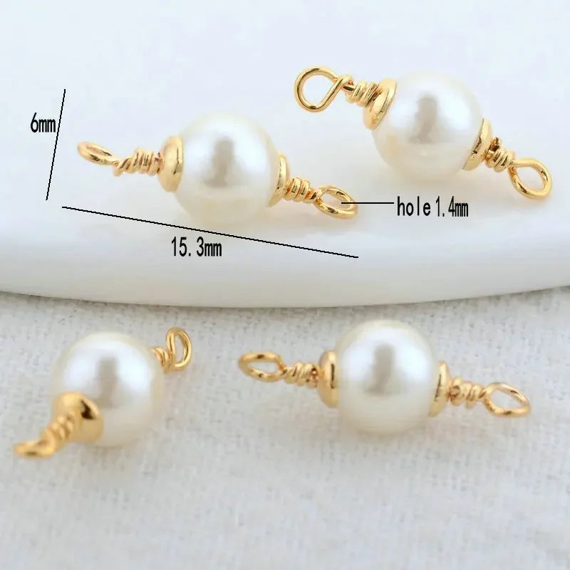 5mm 6mm 8mm 14k Gold Color Plated Brass Pearl Connector High Quality Diy Jewelry Accessories