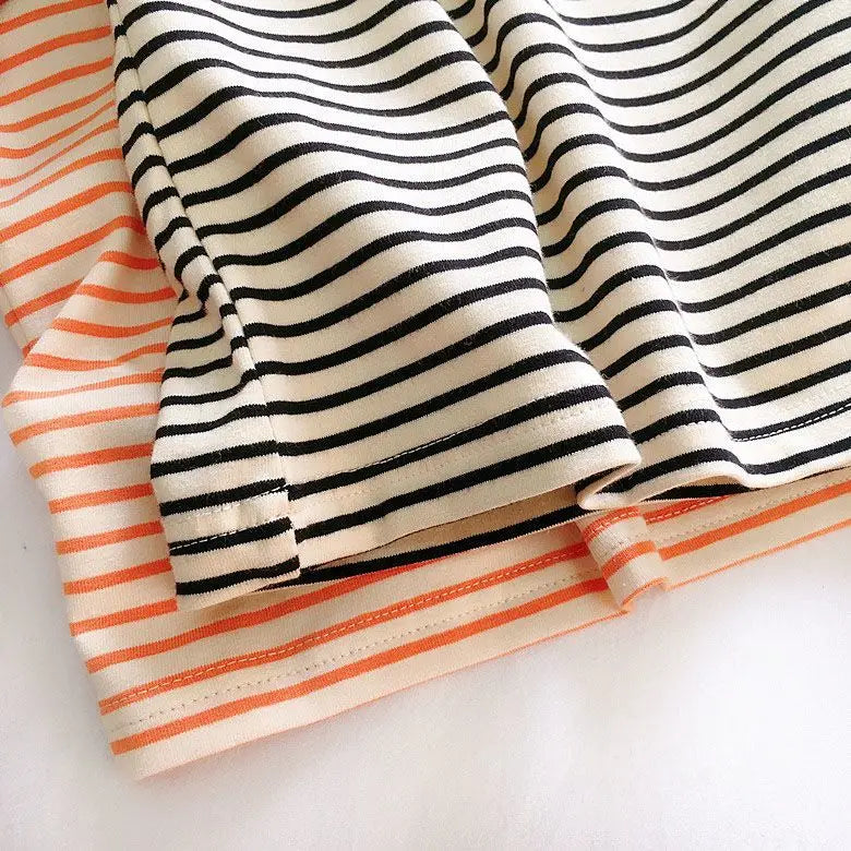 Boys and Girls T-shirt Long Sleeved Children's Base Shirt Spring and Autumn Pure Cotton Casual Versatile Striped Baby Top