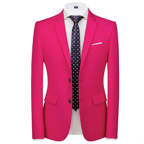 New Men Pure Color Formal Business Social Office Suit Slim Fit Jacket Male Wedding Dance Party Tuxedo Dress Simple Blazers Homme