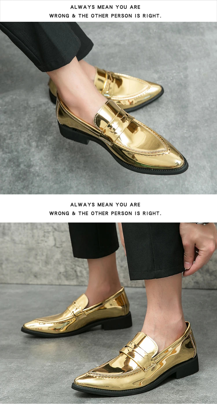 Wedding Leather Shoes For Men Classic Casual Business Shoes Male Green Loafers Social Party Purple Leather Oxford Shoes Man