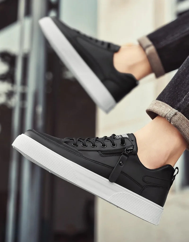 Classic Men Platform Leather Shoes Loafers Designer Trend Brand Man Flat Casual Shoes Fashion Zip Sneakers Shoes Men Mocciasins