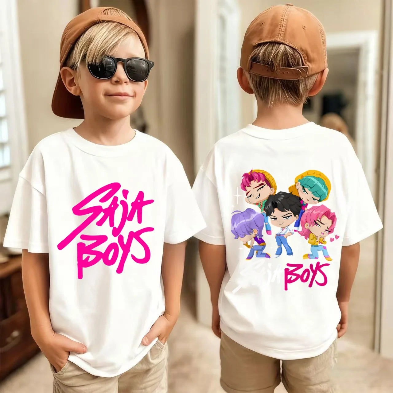 New Saja Boys Band Kids Shirt Kpop Demon Hunters Movie Boy Girls Shirt Y2K Fashio Casual Breathable Comfortable Sports T-shirt
