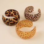 Sexy Leopard Print Resin Cuff Bangles Exaggerated Design Resin Material Leopard Print Bracelets Couple Style Wide Open