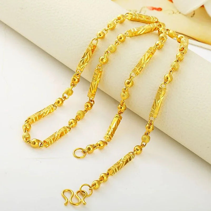 Plated 100% Pure 18K Gold Real Necklace Gold Necklace Domineering Fashion Trendy 24K 999 Men's Gold Necklace Pendant Gifts