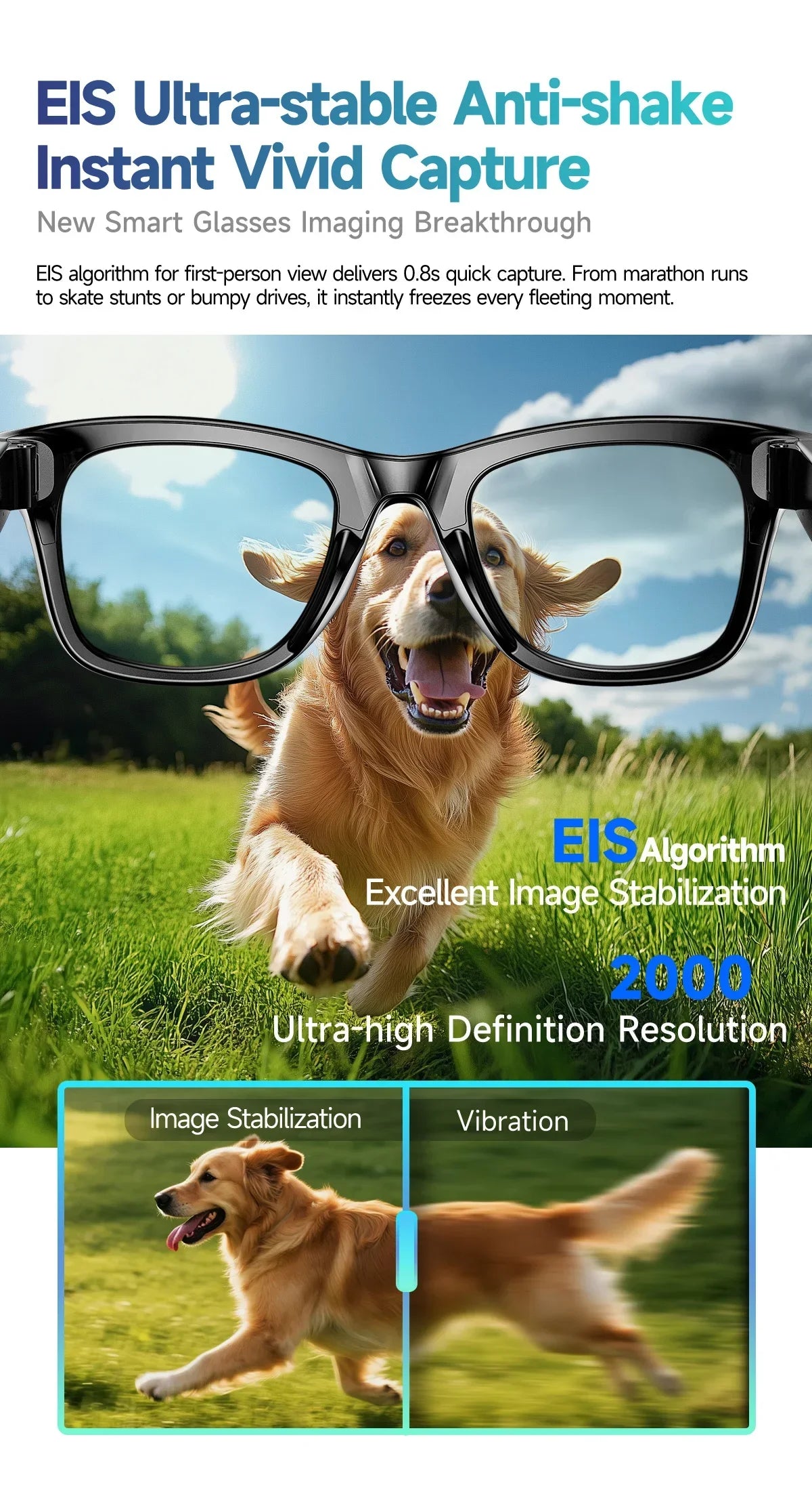 Smart AI Translation Smart Glasses Take Photos Recognizing Objects 4K Camera Bluetooth Music Call Intelligent Recording Glasses