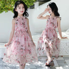 Bohemian Summer Girls Flower Dress Kids Girl Beach Dresses Chiffon Kids Dresses Floral Teenager Girls Clothes 6 8 10 12 14 Year