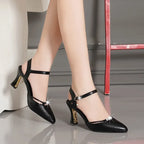 elegant fashion sweet white pu leather stiletto heel shoes for office career women casual street comfort spring summer pump ba38