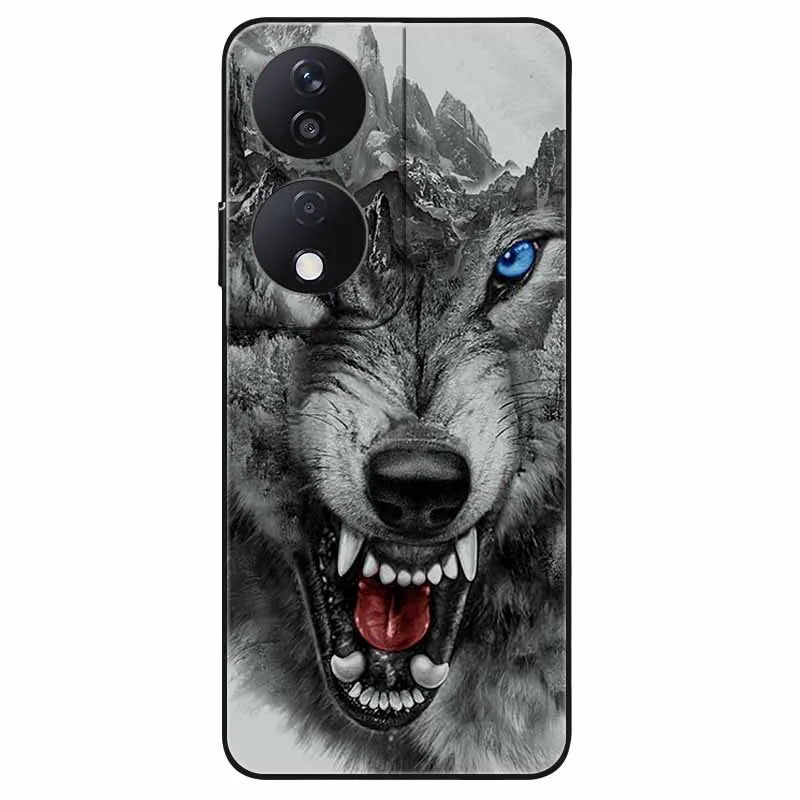 For Honor 90 Smart 5G Case 6.8'' Animal Painted Wolf Lion Silicon Phone Cover For Honor 90 Smart TPU Coques Protect Shell Capa