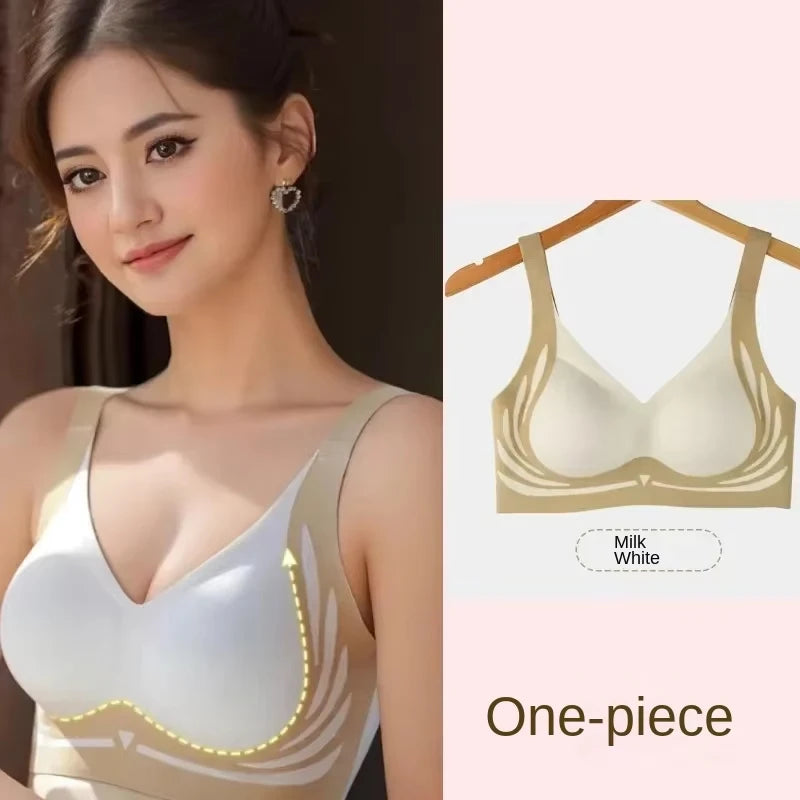 Plus Size Super Gather Push Up Bras Women Soft Support Seamless Underwear Female Full Cup Lift-Up Bras Wireless Soft Sleepwear