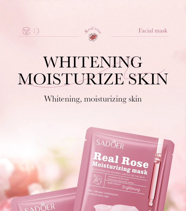 10pcs SADOER Fruit Floral Fragrance Face Mask Moisturizing Anti Wrinkle Hydrating Chamomile Blueberry Facial Masks Skin Care