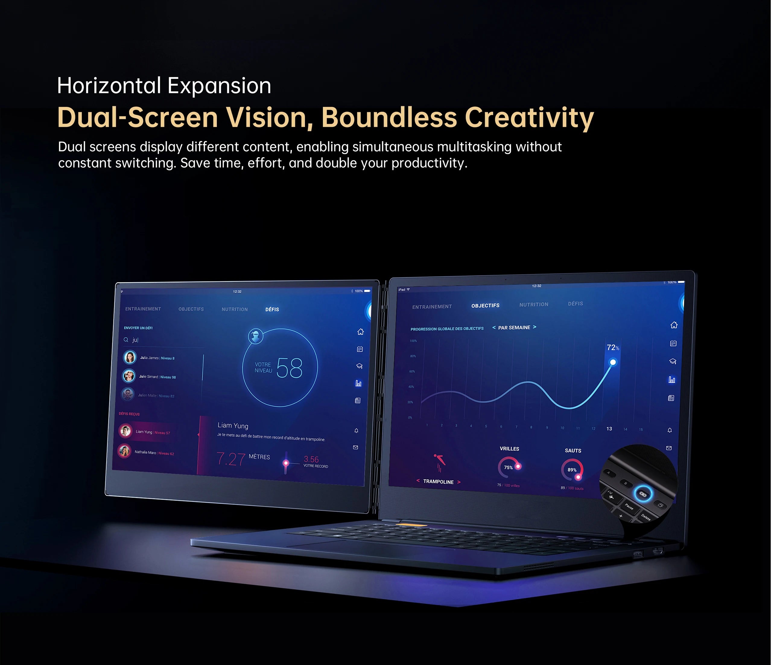 Portable 14inch IPS Dual Screen Laptop Intel Core I7 1255U 1920*1080 Computer 16GB DDR4 1TB SSD WIFI6 BT5.2 windows 11 Notebook