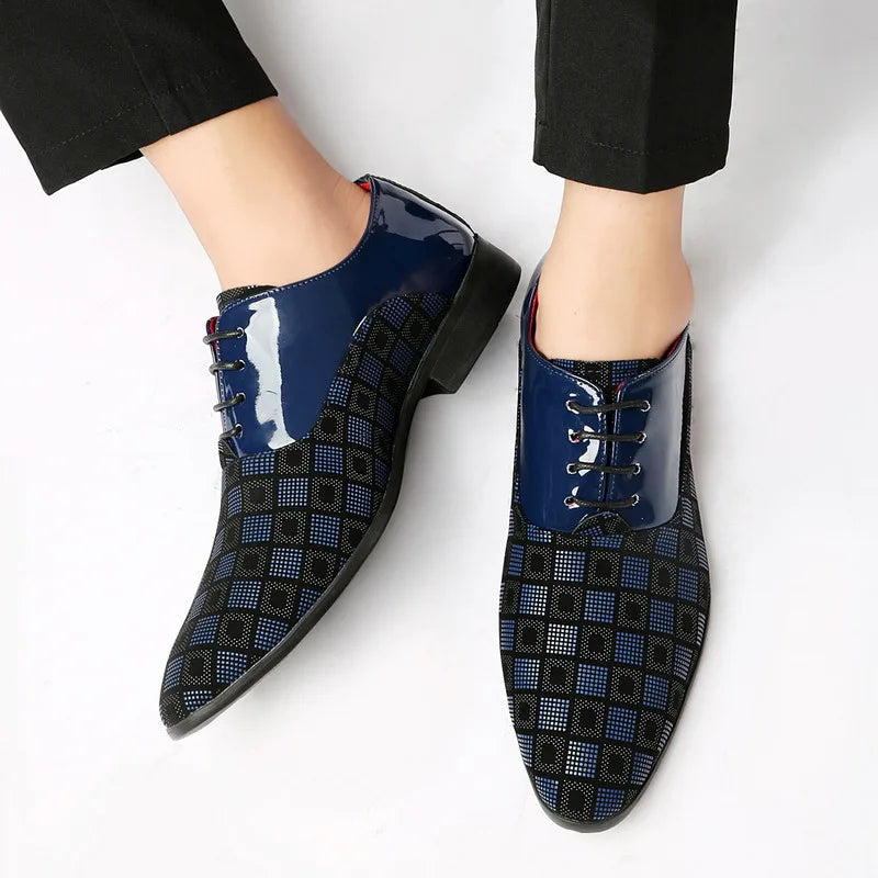 Elegant Red Men's Casual Leather Shoes Pointed-Toe Lace-up Men's Dress Shoes Comfortable Formal Shoes zapatos de vestir hombre