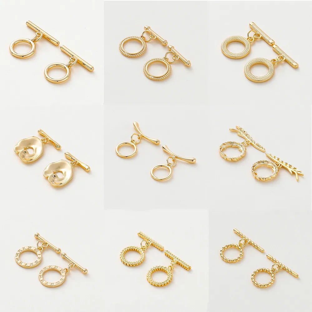 2-6Sets 14K/18K Gold Plated Brass OT Clasp Toggle Clasps Connector for DIY Bracelet Necklace Jewelry Making Findings Accessories