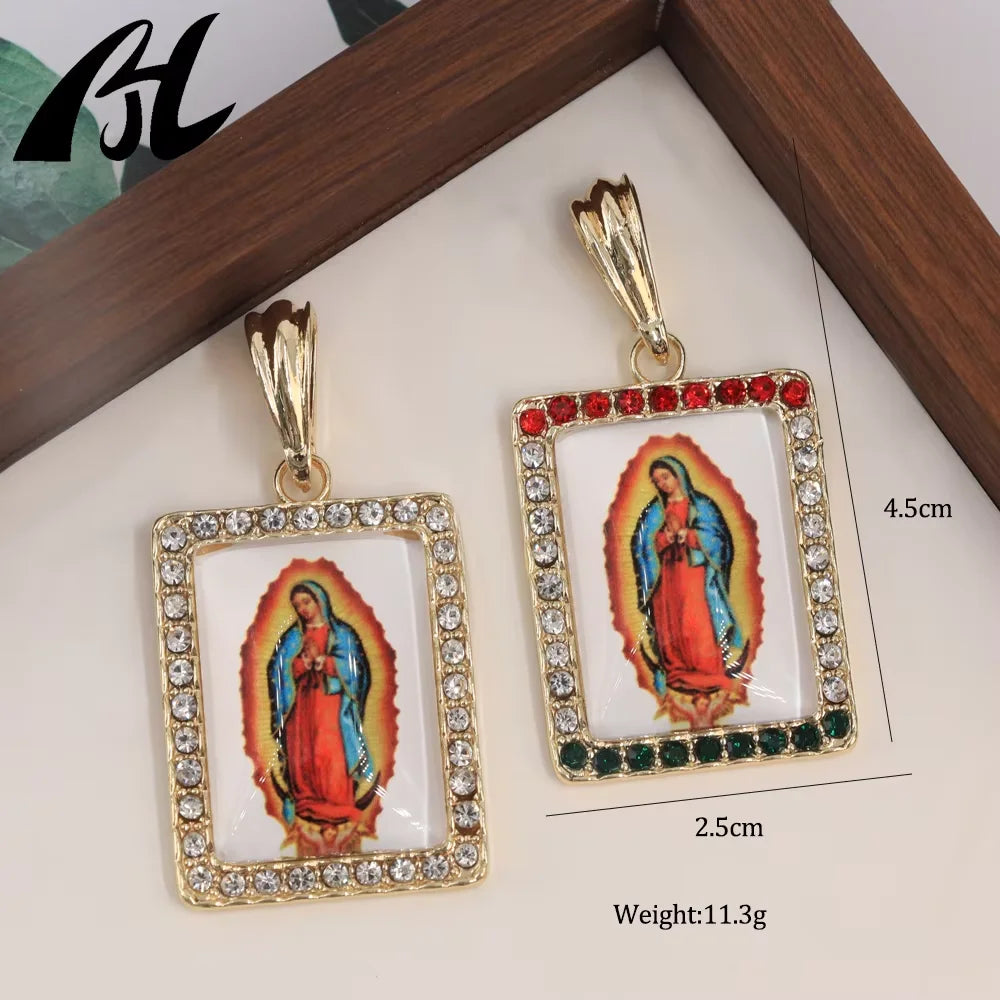 14k Gold Plated Our Lady of Guadalupe Pendant Catholic Religious Virgen De Guadalupe Oro Cadena Medalla Jewelry