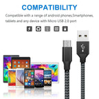 Android Data Cable Fast Charging Cable for Older Phones with Trapezoidal Port Charger Cable Dual-Engine Micro USB Suitable for Huawei Xiaomi Vivo Meizu Honor Oppo Android Car Fast Charging Cable 1m