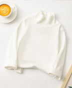 1pcs Children T-Shirt Cute Cartoon Solid Top Baby Korean Clothing Kids Half High Collar Long Sleeve Base Shirt Girls Boys Tshirt