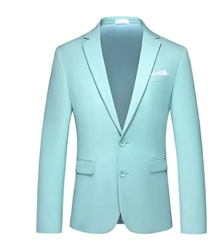 New Men Pure Color Formal Business Social Office Suit Slim Fit Jacket Male Wedding Dance Party Tuxedo Dress Simple Blazers Homme